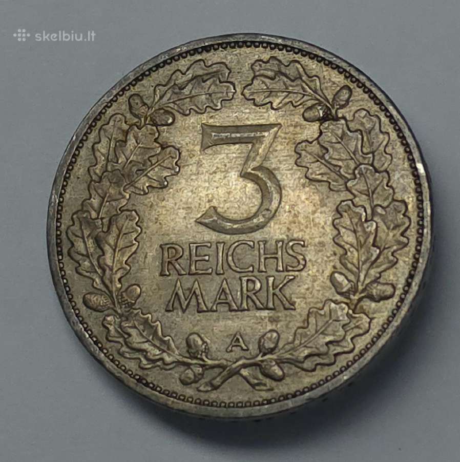 3 Reichsmark 1925 m. A – Veimaro respublika - nuotraukos Nr. 5