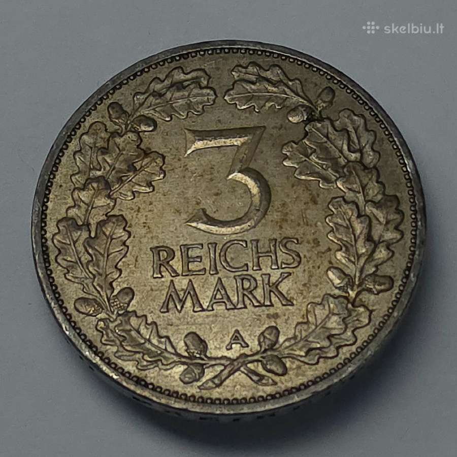 3 Reichsmark 1925 m. A – Veimaro respublika - nuotraukos Nr. 6