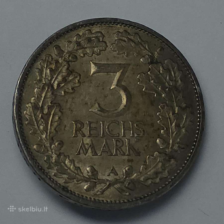3 Reichsmark 1925 m. A – Veimaro respublika - nuotraukos Nr. 7