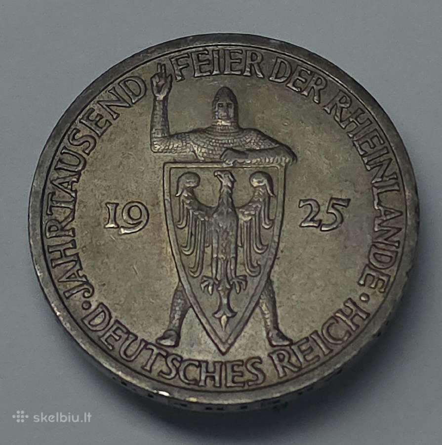 3 Reichsmark 1925 m. A – Veimaro respublika - nuotraukos Nr. 8