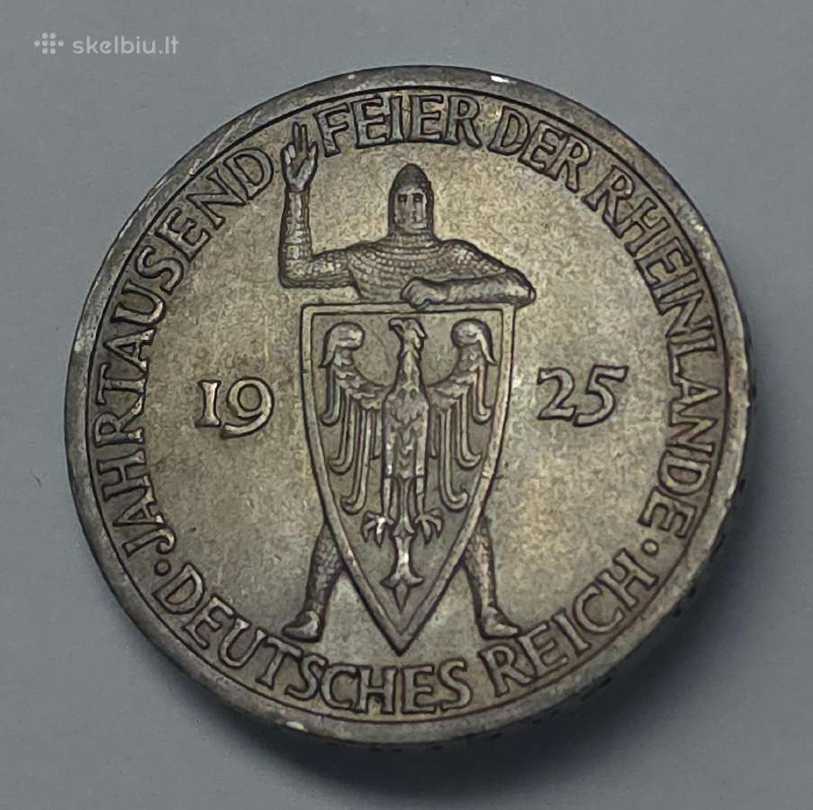 3 Reichsmark 1925 m. A – Veimaro respublika - nuotraukos Nr. 9