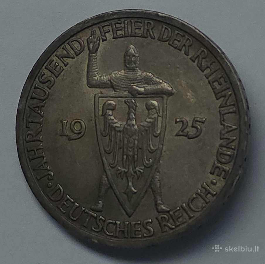 3 Reichsmark 1925 m. A – Veimaro respublika - nuotraukos Nr. 11