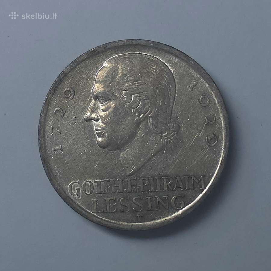 5 Reichsmark 1929 m. F (Gotthold Ephraim Lessing) - nuotraukos Nr. 8