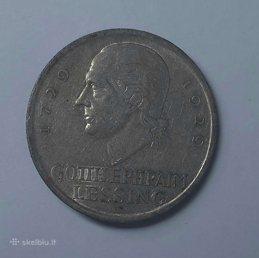 5 Reichsmark 1929 m. F (Gotthold Ephraim Lessing) - nuotraukos Nr. 6