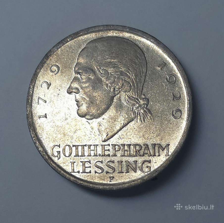 5 Reichsmark 1929 m. F (Gotthold Ephraim Lessing) - nuotraukos Nr. 4