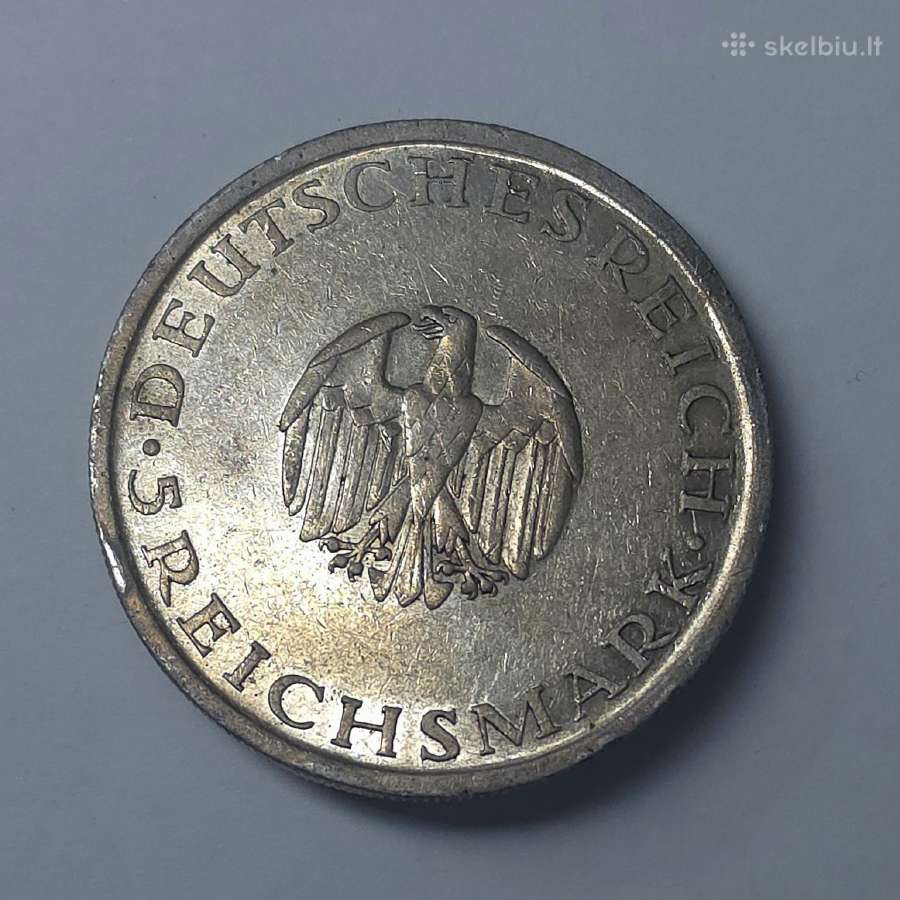 5 Reichsmark 1929 m. F (Gotthold Ephraim Lessing) - nuotraukos Nr. 5
