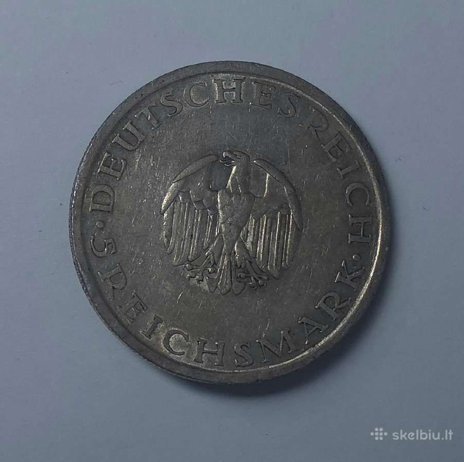 5 Reichsmark 1929 m. F (Gotthold Ephraim Lessing) - nuotraukos Nr. 7