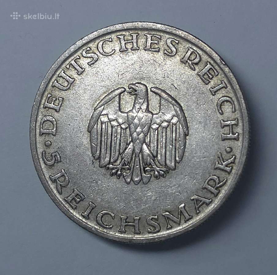 5 Reichsmark 1929 m. D (Gotthold Ephraim Lessing) - nuotraukos Nr. 11