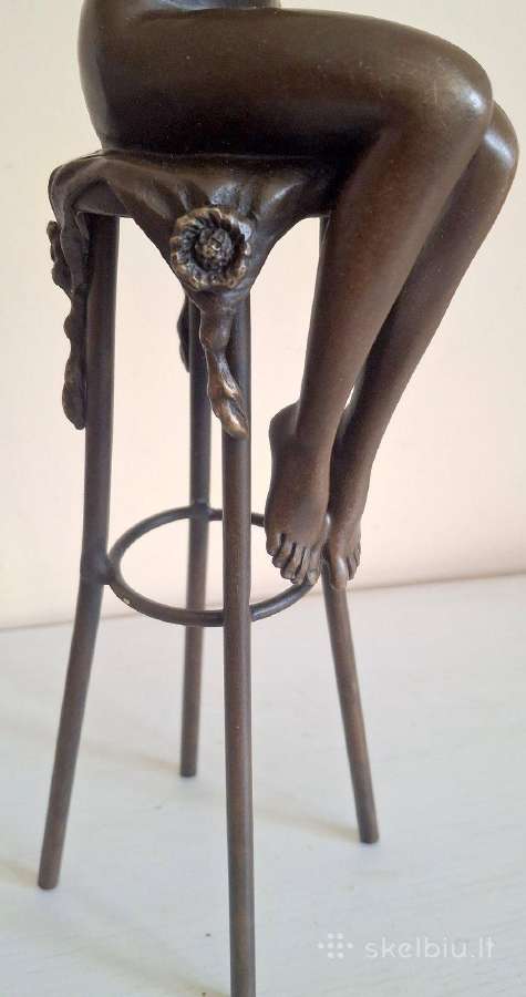 2 Skulptūros Moteris ant baro kėdės 29 cm - Bronza - nuotraukos Nr. 20