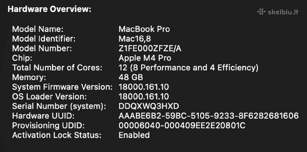 MacBook Pro 14" M4 Pro 12cpu / 48gb / 1tb - nuotraukos Nr. 17
