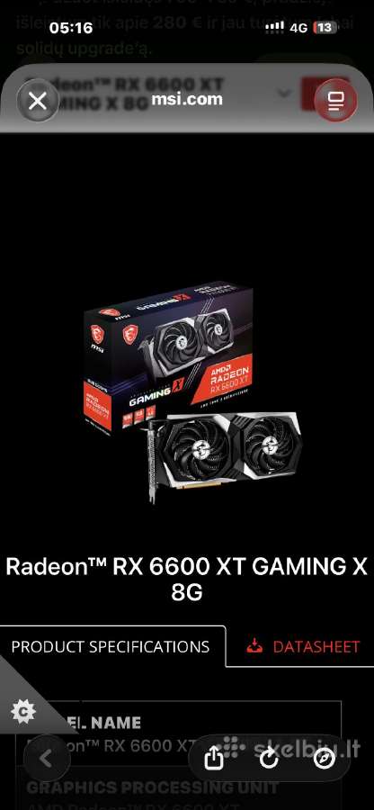 Rx 6600 XT 8gb msi gaming x - nuotraukos Nr. 2