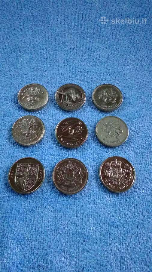 Monetos UK, 1 svaras, 4 eu vnt.