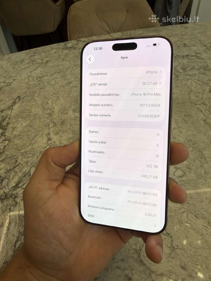 iPhone 16 pro max, 512gb 90% - nuotraukos Nr. 5