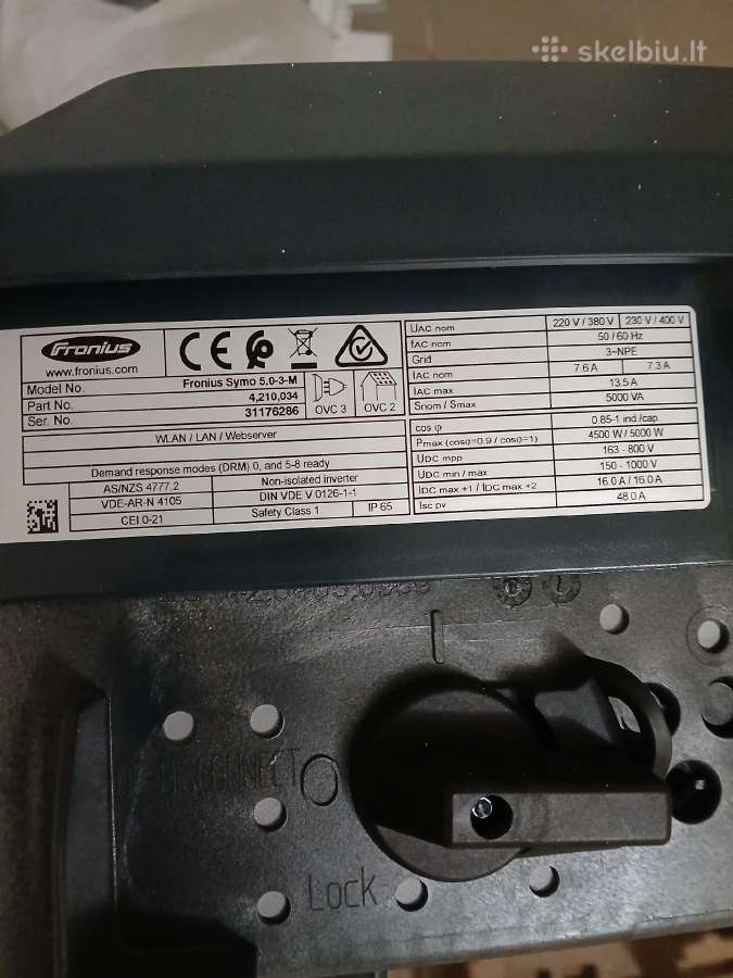 Saulės elektrinės inverteris Fronius symo 5.0-3-m - nuotraukos Nr. 2
