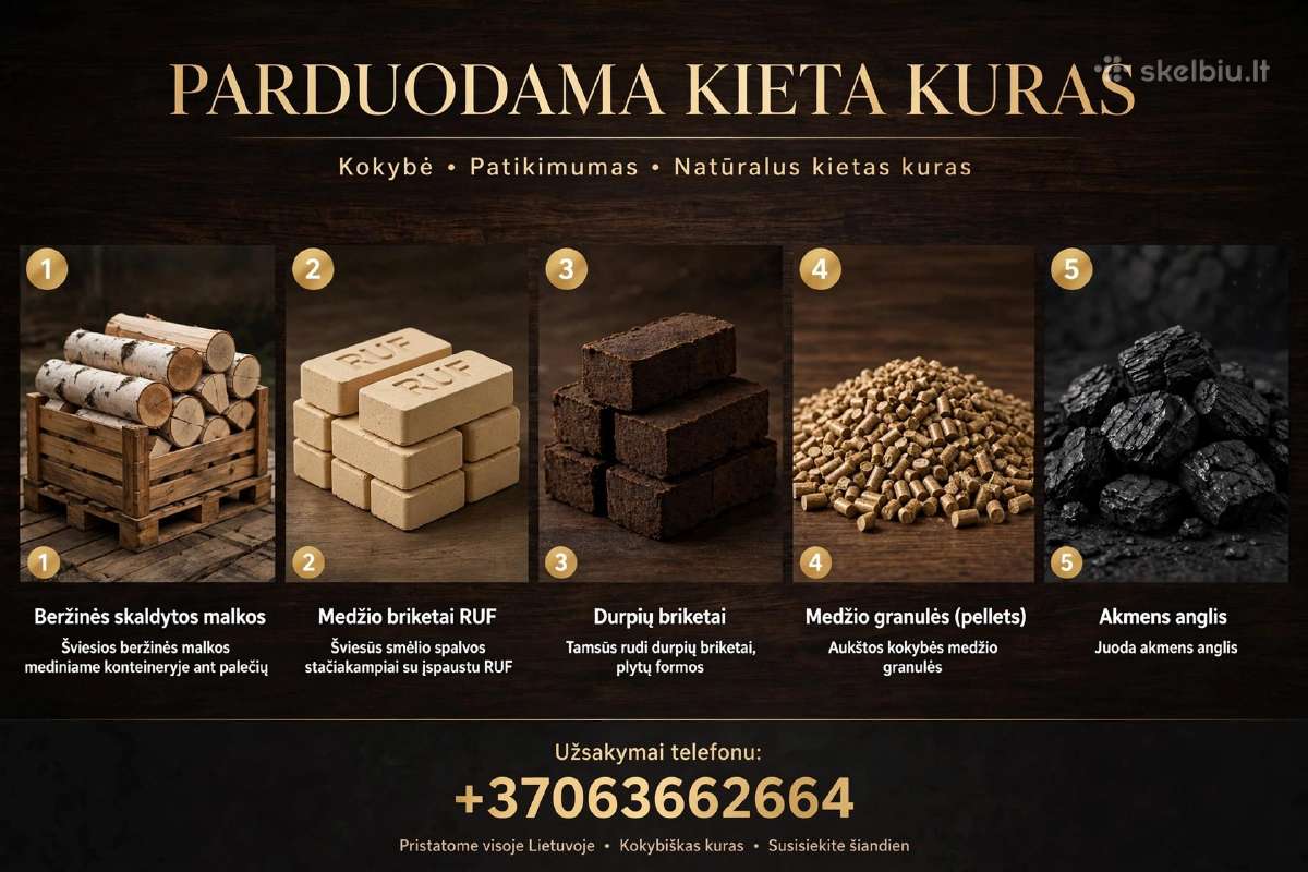 Briketai, Granules, Anglys, Durpės, Malkos - nuotraukos Nr. 2