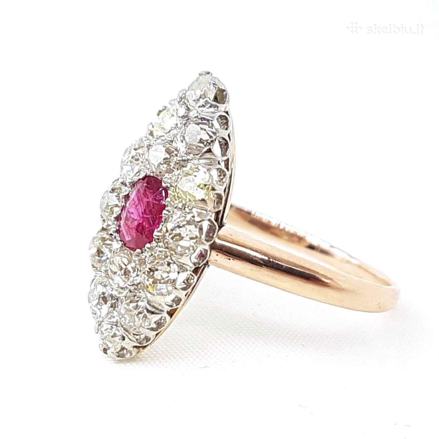 Aukso (750) žiedas su rubinu ir deimantais 1,14ct - nuotraukos Nr. 3