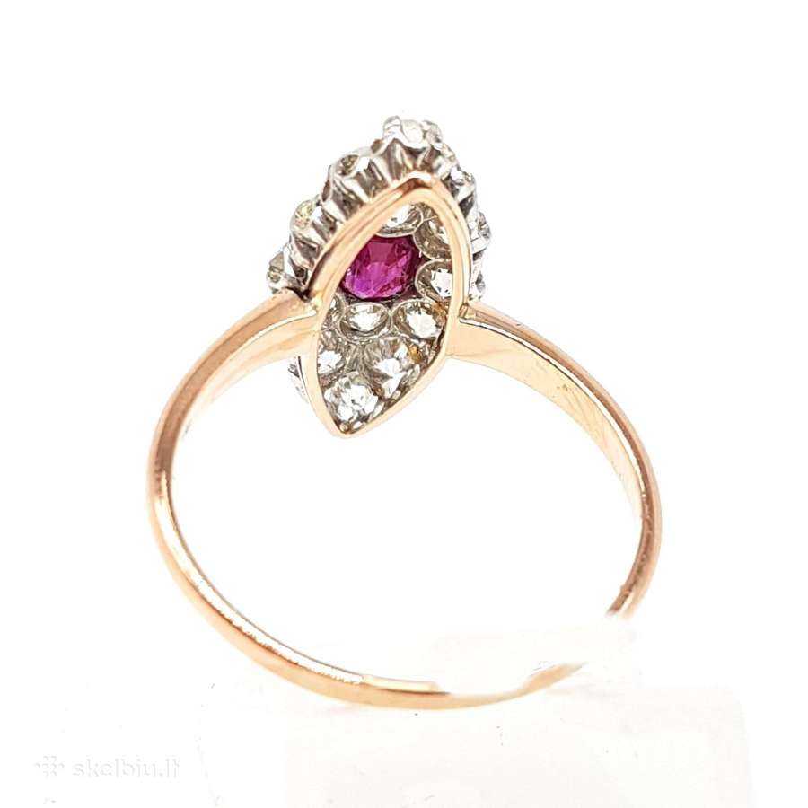 Aukso (750) žiedas su rubinu ir deimantais 1,14ct - nuotraukos Nr. 6