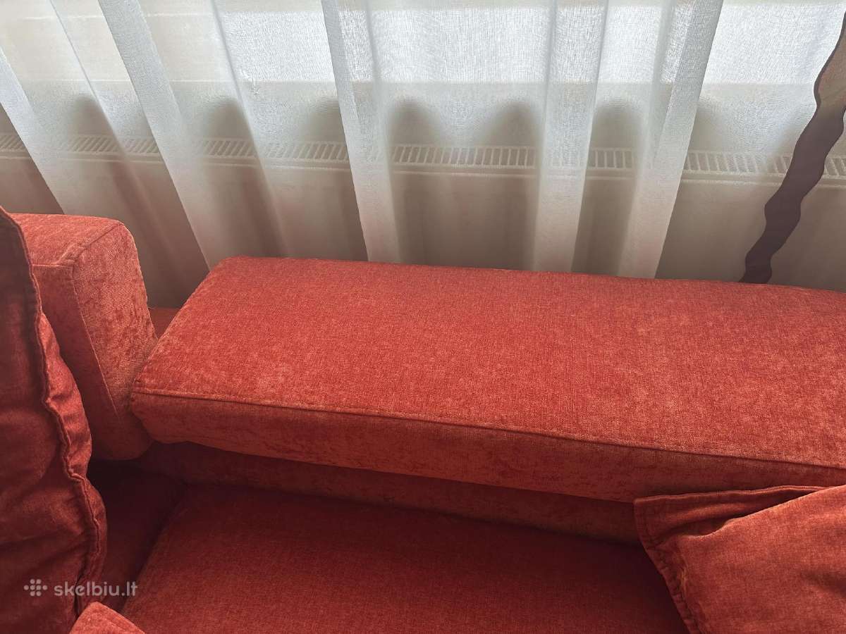 Sofa kampinė naudota (oranžinė prigesinta) - nuotraukos Nr. 4