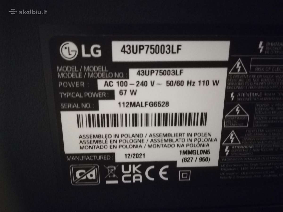 LG 43colių 10cm 4k smart TV Go3 Youtube - nuotraukos Nr. 4