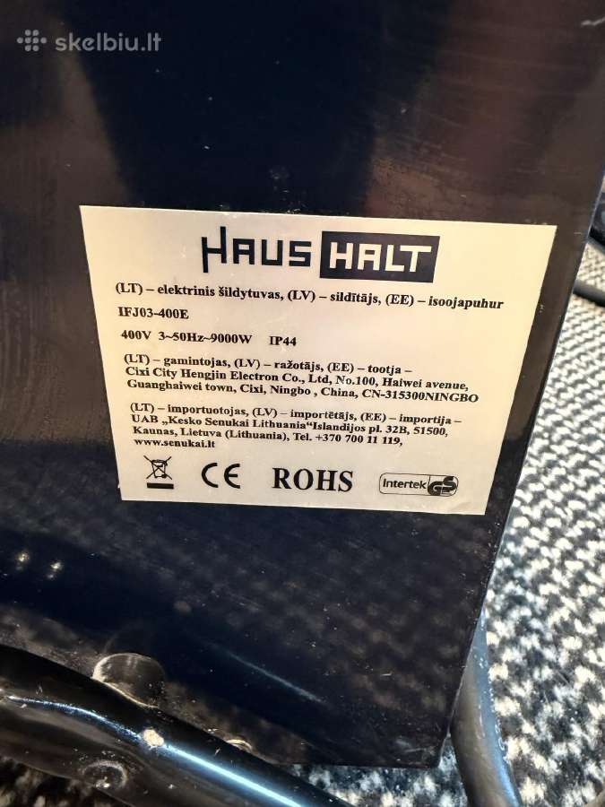 Elektrinis šildytuvas Haushalt 9kw - nuotraukos Nr. 3