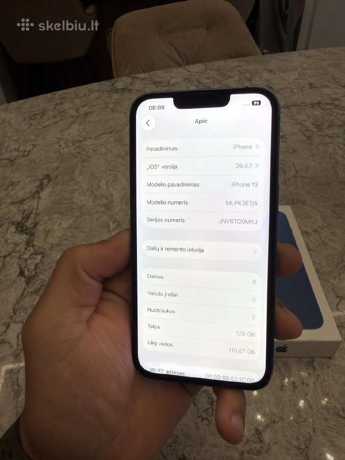 iPhone 13, 128gb 100% - nuotraukos Nr. 4