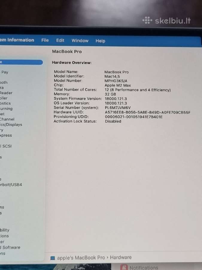 MacBook Pro 14-inch M2 Max - nuotraukos Nr. 9