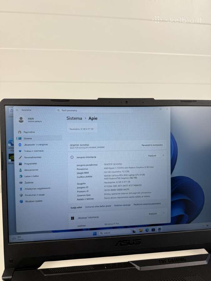 Asus Tuf A15 Rtx 3050 Ryzen 5 7535hs 16gb Ddr5 - nuotraukos Nr. 6