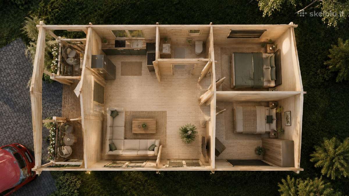 Medinio namelio konstrukcija Lūna 5,30x 9,90 m - nuotraukos Nr. 6