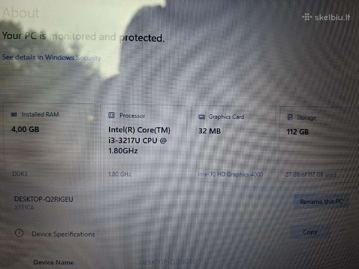 Asus X551ca 112gb SSD, 4gb RAM, i3-3217u - nuotraukos Nr. 6
