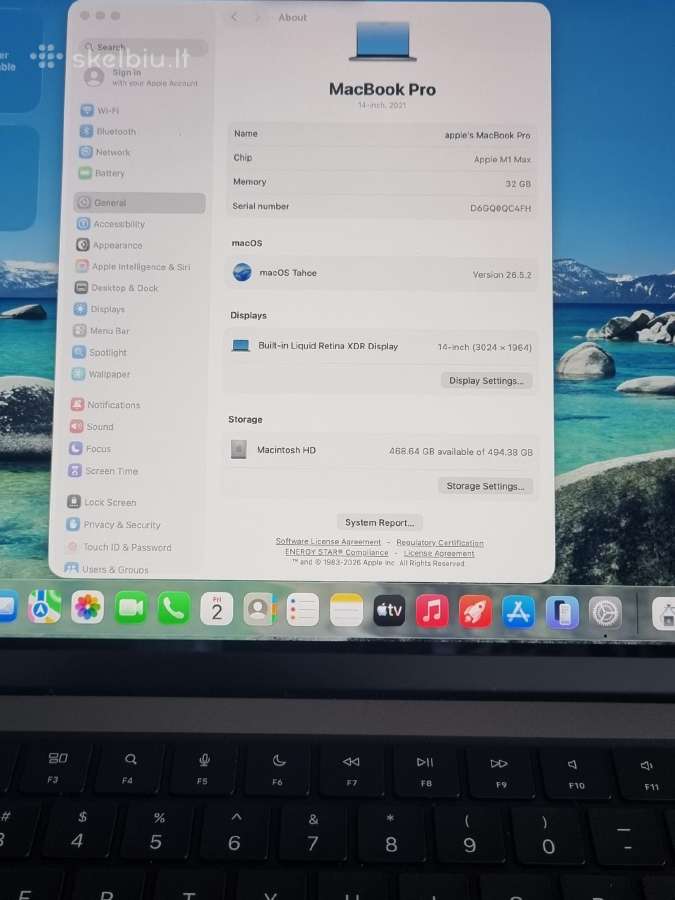 MacBook Pro 14-inch M1 Max 32 512 - nuotraukos Nr. 8