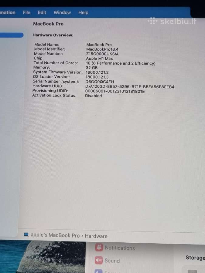 MacBook Pro 14-inch M1 Max 32 512 - nuotraukos Nr. 10