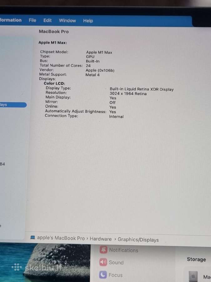 MacBook Pro 14-inch M1 Max 32 512 - nuotraukos Nr. 11