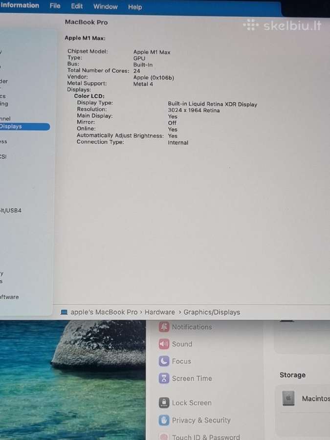 MacBook Pro 14-inch M1 Max 32 1tb - nuotraukos Nr. 10