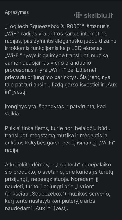 Logitech Squeezebox internetinė radija - nuotraukos Nr. 4