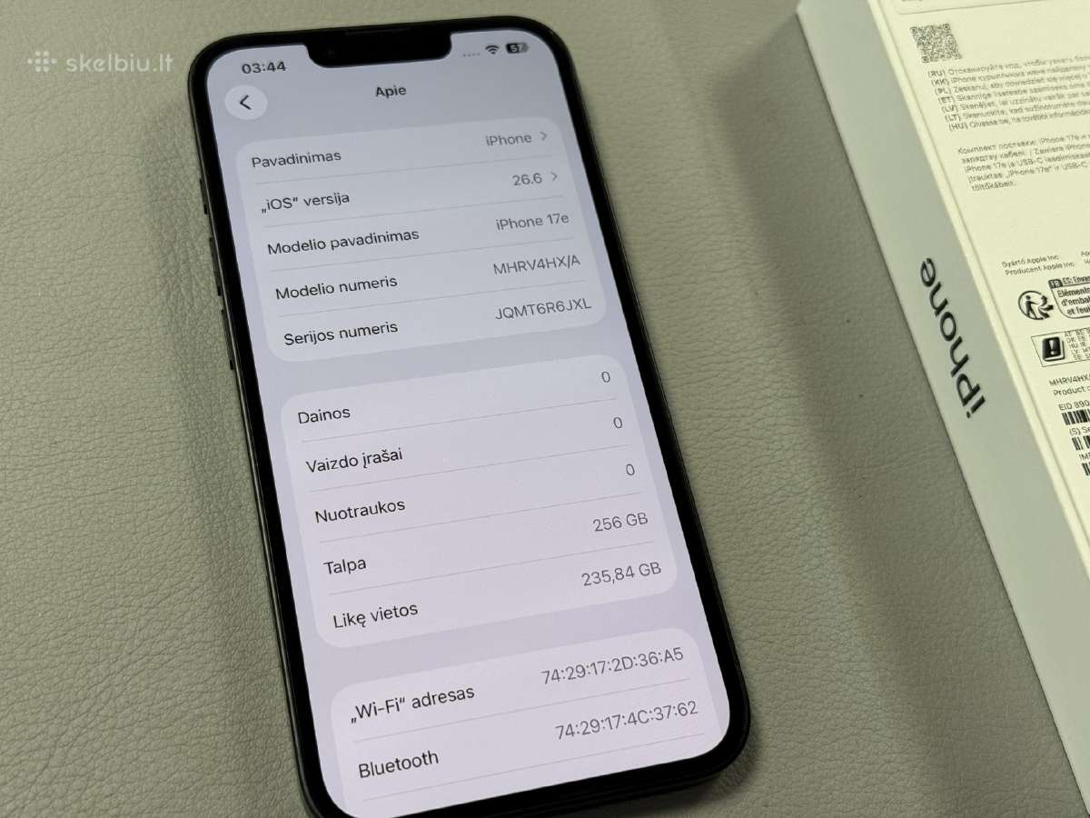 iPhone 17e 256gb naujas tik 15kartų krautas - nuotraukos Nr. 2