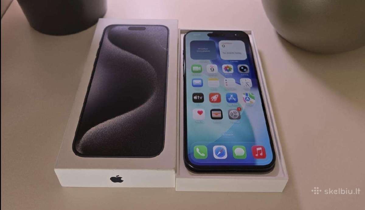 iPhone 15 pro max blue titanium baterija - nuotraukos Nr. 4