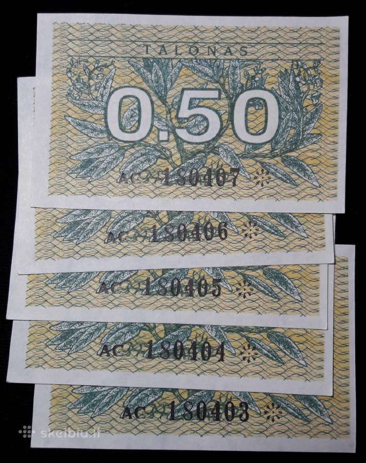 1991 m. 0,5 ir 1 talonai be užrašų Unc - nuotraukos Nr. 6
