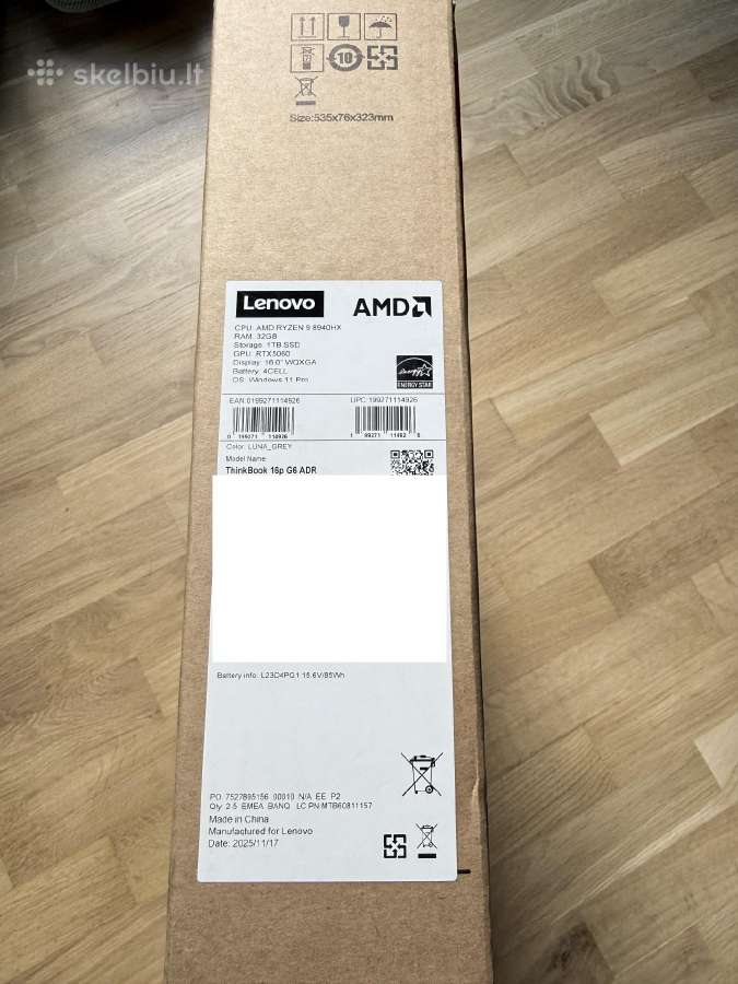 Lenovo Thinkbook 16p Gen 6/ Ryz9/ 32gb/ 1tb / 5060 - nuotraukos Nr. 7
