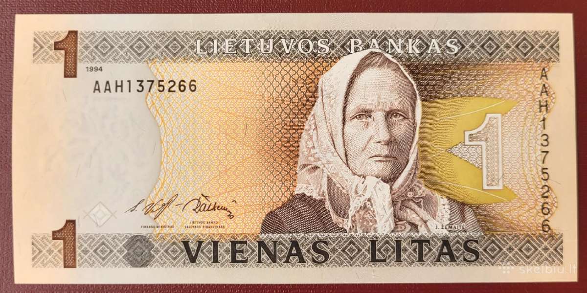 1 ir 2 litų banknotai Unc - nuotraukos Nr. 4
