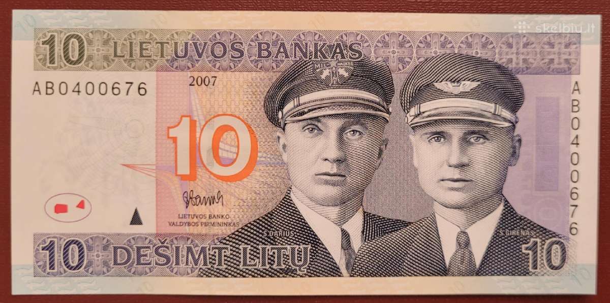 10 litų 2001 m. ir 2007 m. banknotai Unc - nuotraukos Nr. 4