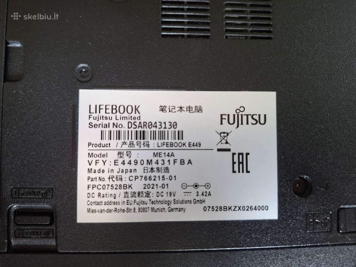 Fujitsu E449 i3-8th gen 8gb Ddr4 256ssd - nuotraukos Nr. 8