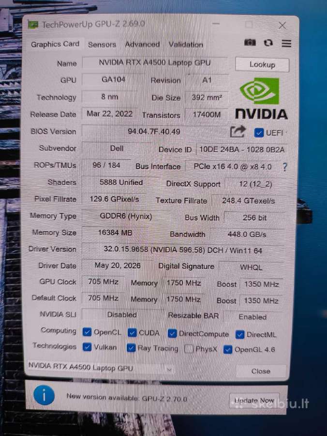 Precision 7670 Oled i7-12850hx 64gb Rtx A4500 16gb - nuotraukos Nr. 7