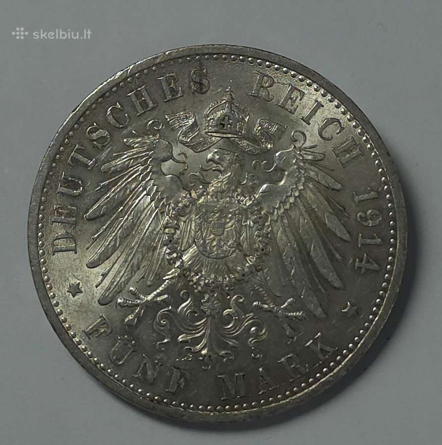 5 Mark 1914 m. A Prūsija - nuotraukos Nr. 2