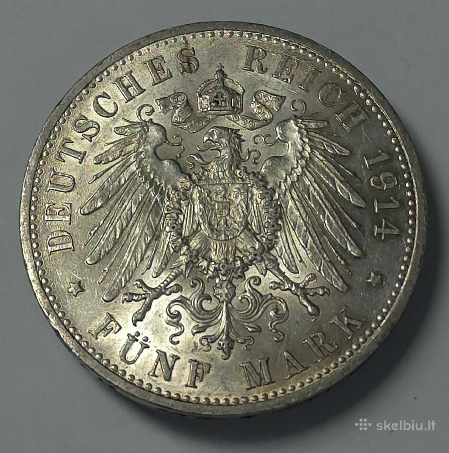 5 Mark 1914 m. A Prūsija - nuotraukos Nr. 6