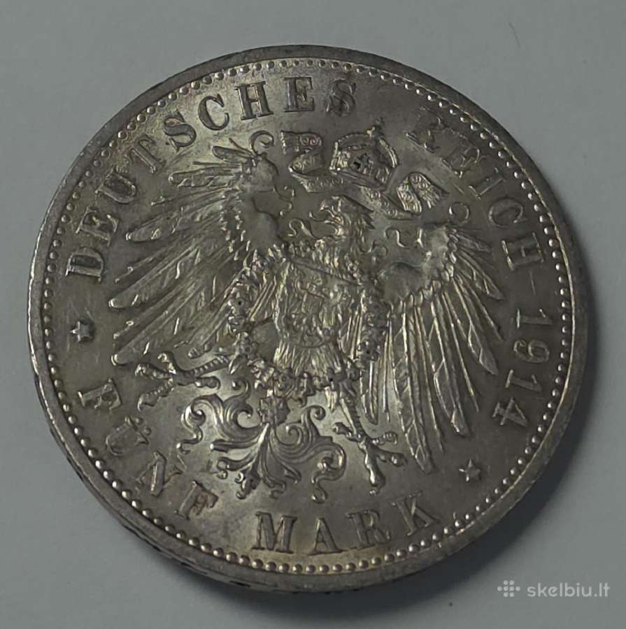 5 Mark 1914 m. A Prūsija - nuotraukos Nr. 7
