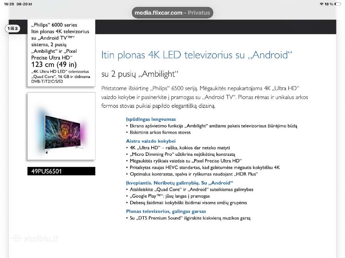 Parduodu itin plona 4k LED tevizorių Philips - nuotraukos Nr. 2