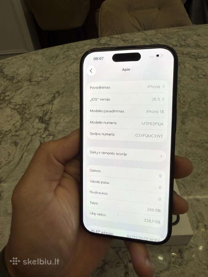 iPhone 15, 256gb 100% baterija - nuotraukos Nr. 5