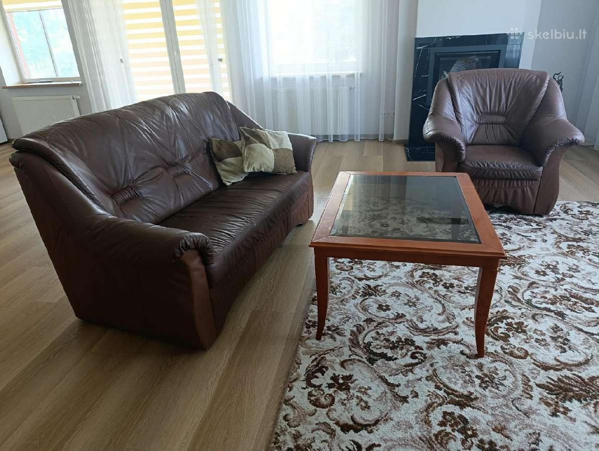 Natūralios odos sofa ir fotelis–labai geros būklės - nuotraukos Nr. 2