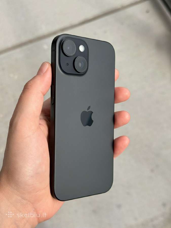 iPhone 15 black 128gb idealios buklės - nuotraukos Nr. 2