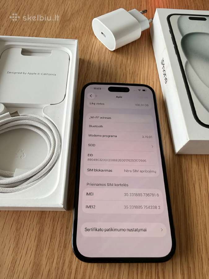 iPhone 15 black 128gb idealios buklės - nuotraukos Nr. 4